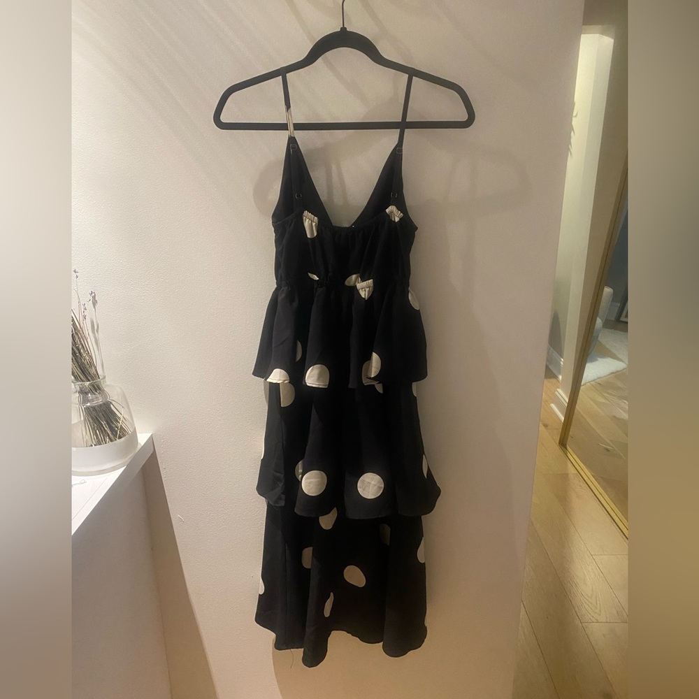 OPT - tier dress - black and white - polka dot - size s